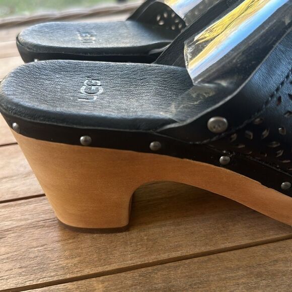 Ugg Australia Ansel Black Leather Clogs 10 NWOT - Picture 5 of 10